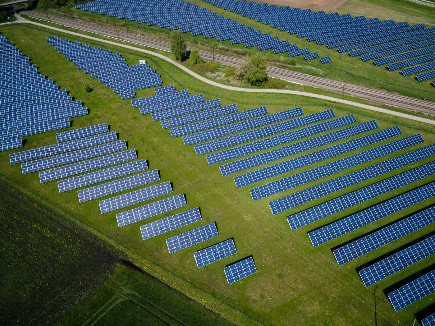 Large photovoltaic installation viewed from above